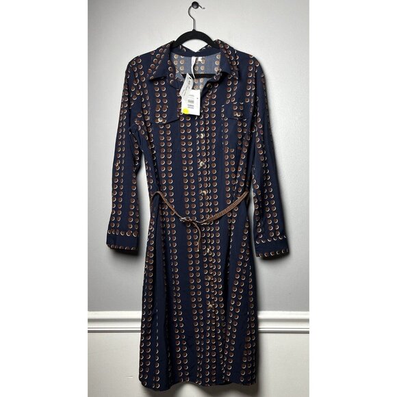 Ny Collection Women's 1X Size 3/4 Roll Tab Sleeve Shirtdress, Navy, NWT - Picture 4 of 8